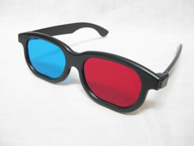 塑料筐红蓝立体眼镜